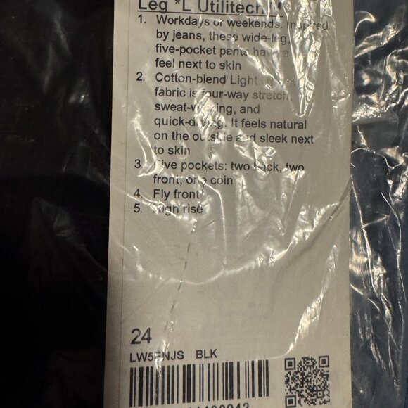 Lululemon City Sleek 5 Pocket Wide-Leg High-Rise Pant *Light Utilitech, Black, S - Picture 5 of 6